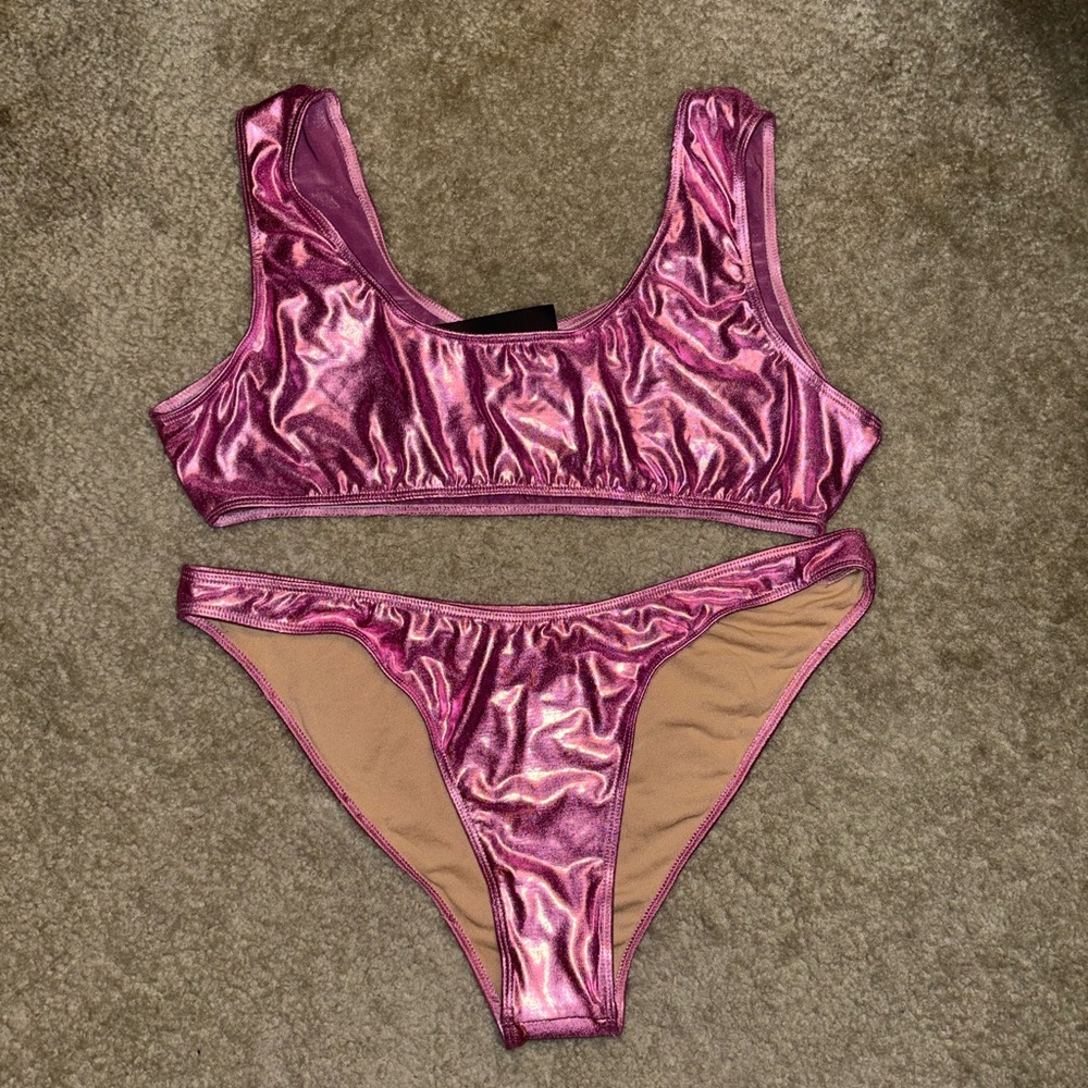 Xl shiny pink fashion nova swim suit